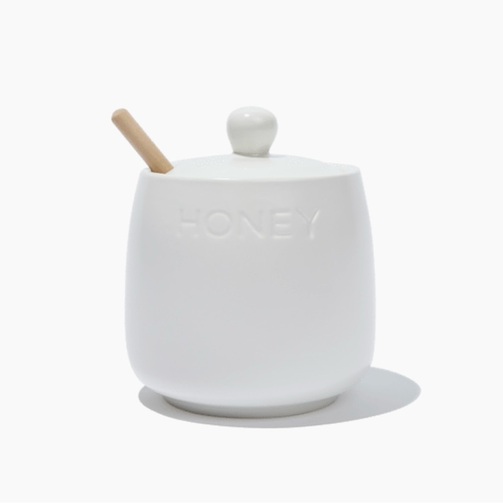 NIB Bushwick Honey Jar and Dipper in white.